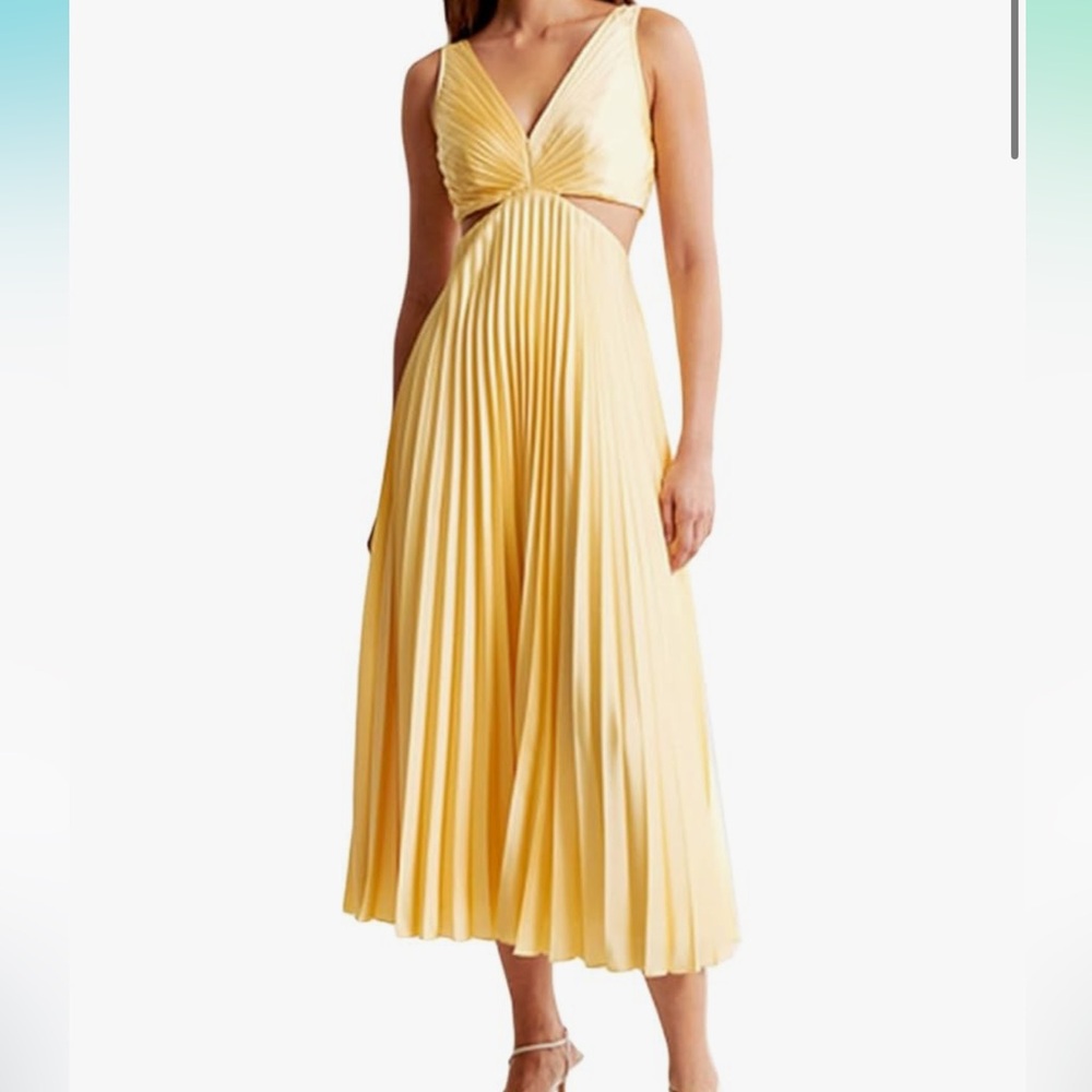 Amazon Women's Yellow Pleated Dress